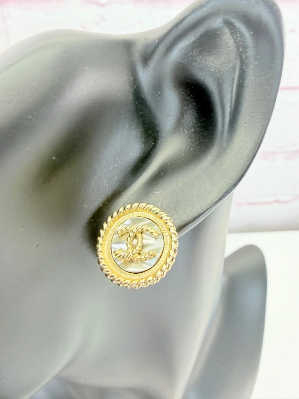 CHANEL 17s Gold Coin Rope-Edge Earrings